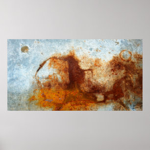 Old rusted steel plate, old zinc plate texture an Poster