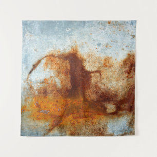  Old rusted steel plate, old zinc plate texture an Tapestry