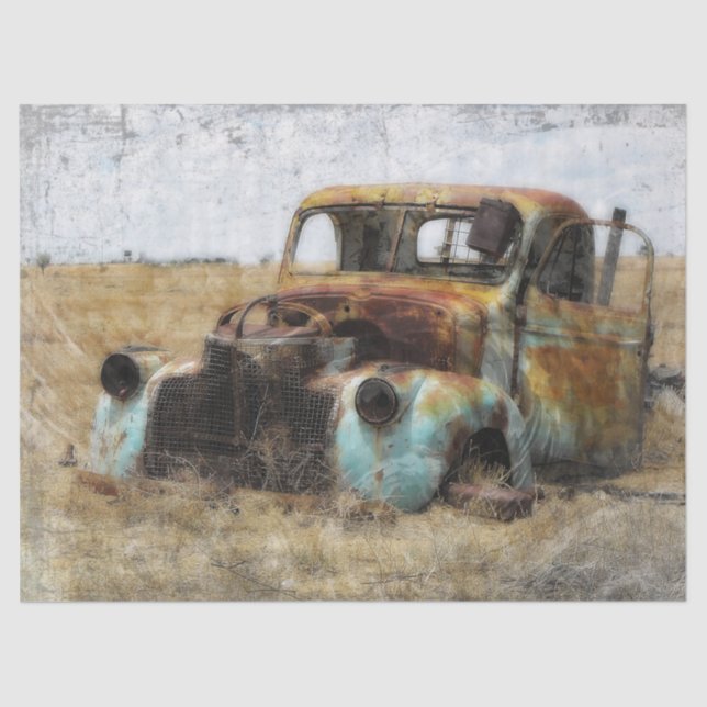 Old Rusted Vintage Truck Decoupage Tissue Paper (Front)