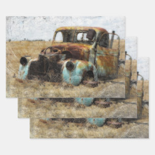 Old Rusted Vintage Truck Decoupage Wrapping Paper Sheet