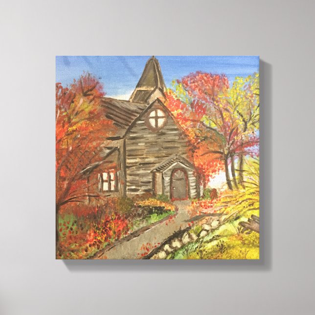 Old Rustic Church canvas painting (Front)