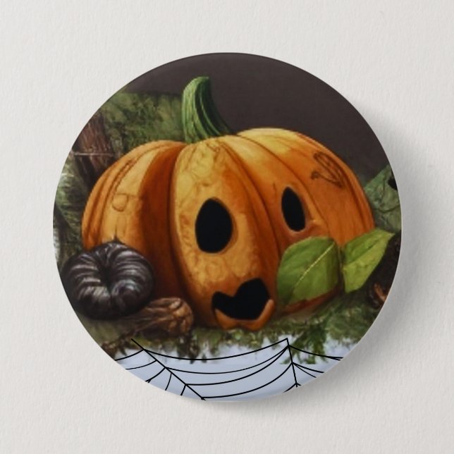 Old Rustic Pumpkin Spook Halloween Party 7.5 Cm Round Badge (Front)