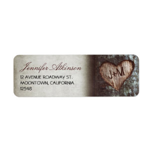 old rustic tree wedding return address labels