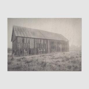 Old Rustic Vintage Black And White Barn In Field Tissue Paper