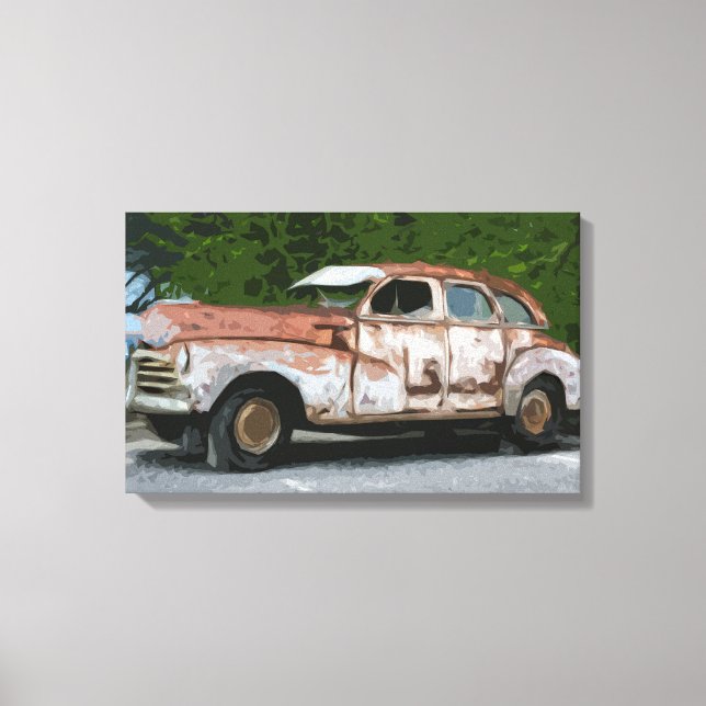 Old Rusty Broken Down Car Canvas Print (Front)
