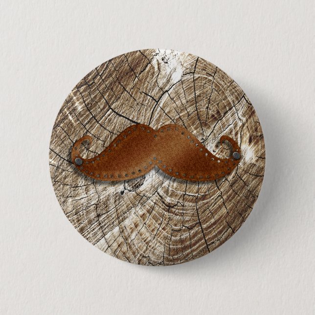 Old Rusty metal moustache with little holes around 6 Cm Round Badge (Front)