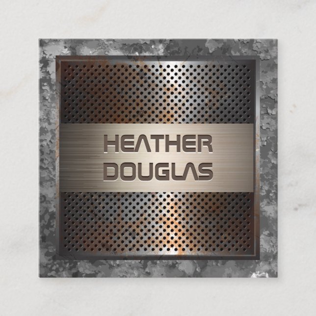 Old Rusty Metal | Vintage Background Square Business Card (Front)