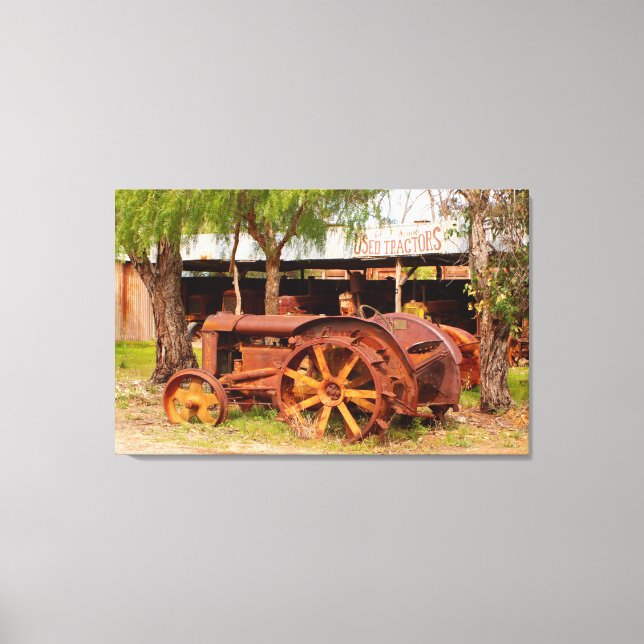 Old rusty tractor canvas print (Front)