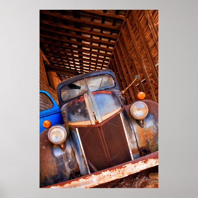 Old rusty truck on a farm poster (Front)