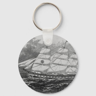 Old Sailing Ship Key Ring