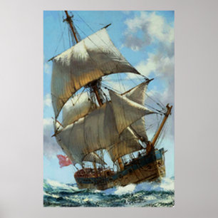 Old sailing ship poster
