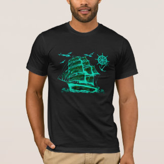 Old sailing ship with green graphics T-Shirt