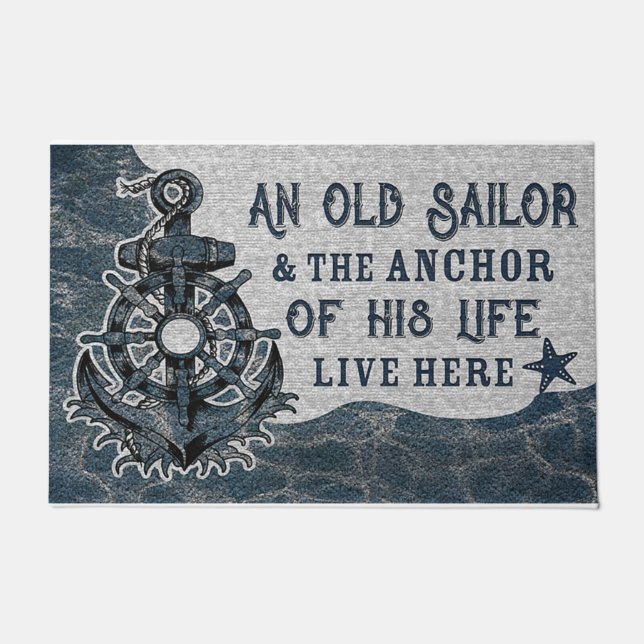 Old Sailor And His Anchor Retro Mat (Front)