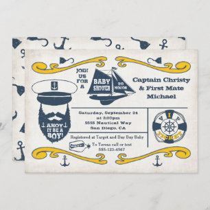 Old Sailor Nautical Baby Shower Invitations