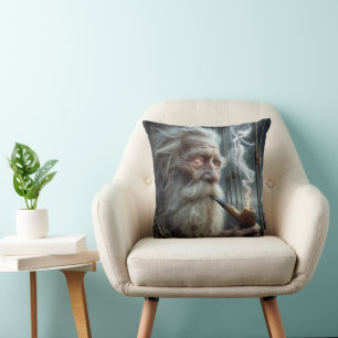 Old Sailor Smoking a Pipe Cushion