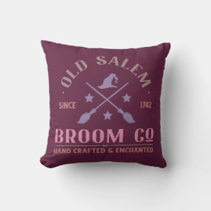 Old Salem Broom Co Enchanting Purple Halloween Cushion