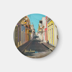 Old San Juan Cobblestone Street Photography Magnet