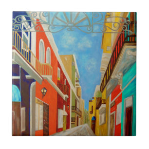 Old San Juan Fine Art Painting Tile