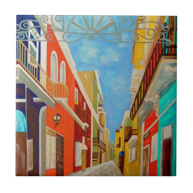 Old San Juan Fine Art Painting Tile (Front)