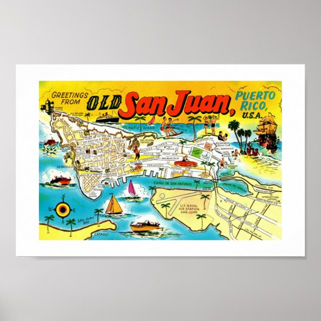 Old San Juan Map Print (Front)