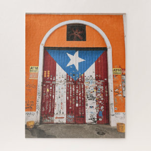 Old San Juan Puerto Rican Flag Street Art Door Jigsaw Puzzle
