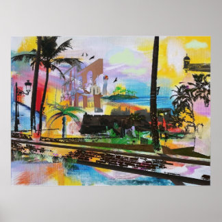 Old San Juan, Puerto Rico - artwork collage Poster