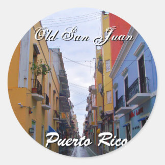 Old San Juan Puerto Rico Colourful Houses Classic Round Sticker