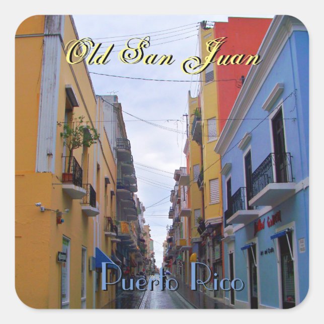 Old San Juan Puerto Rico Colourful Houses Square Sticker (Front)