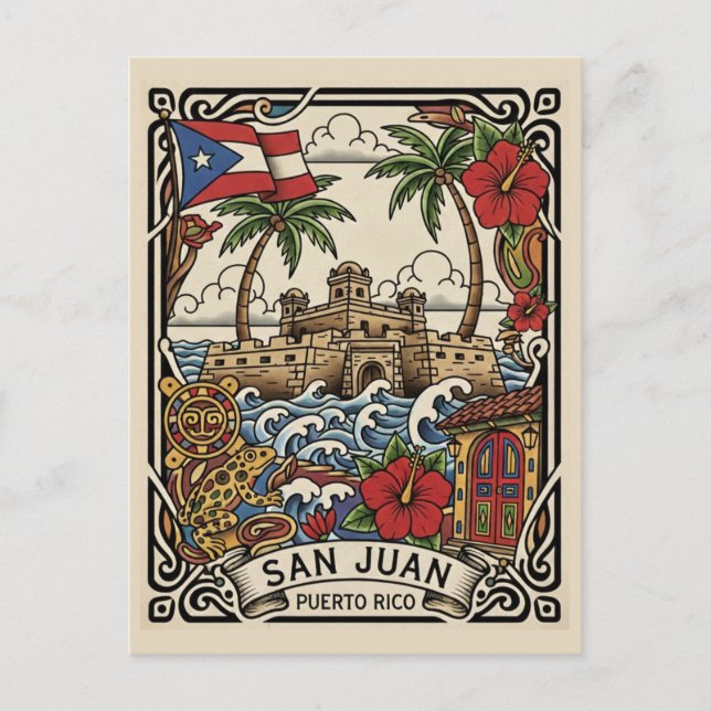 Old San Juan Puerto Rico Travel Postcard (Front)