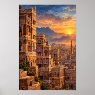 Old Sanaa Yemen Architecture Poster