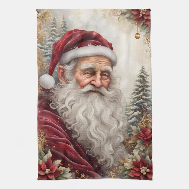 Old Santa Claus Tea Towel (Vertical)