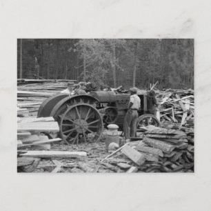 Old Sawmill Tractor, 1935 Postcard