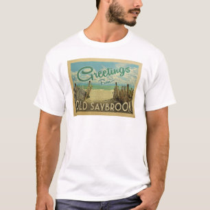 Old Saybrook Beach Vintage Travel T-Shirt