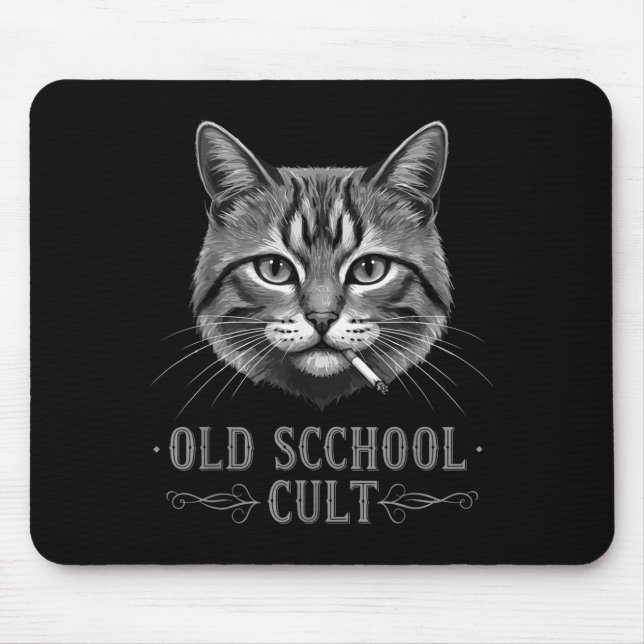 Old Scchool Cult Funny Cat For Cool People And - F Mouse Mat (Front)