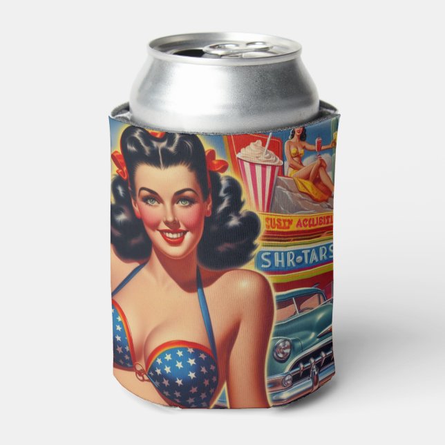 Old School 1950s Girl Can Cooler (Can Front)