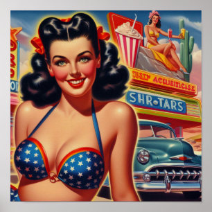 Old School 1950s Girl Poster