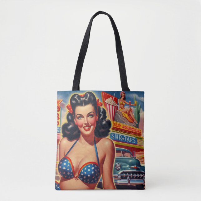 Old School 1950s Girl Tote Bag (Front)
