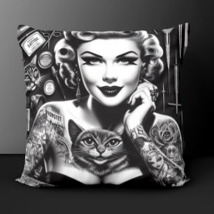 Old School Alternative Tattooed Girl Cushion