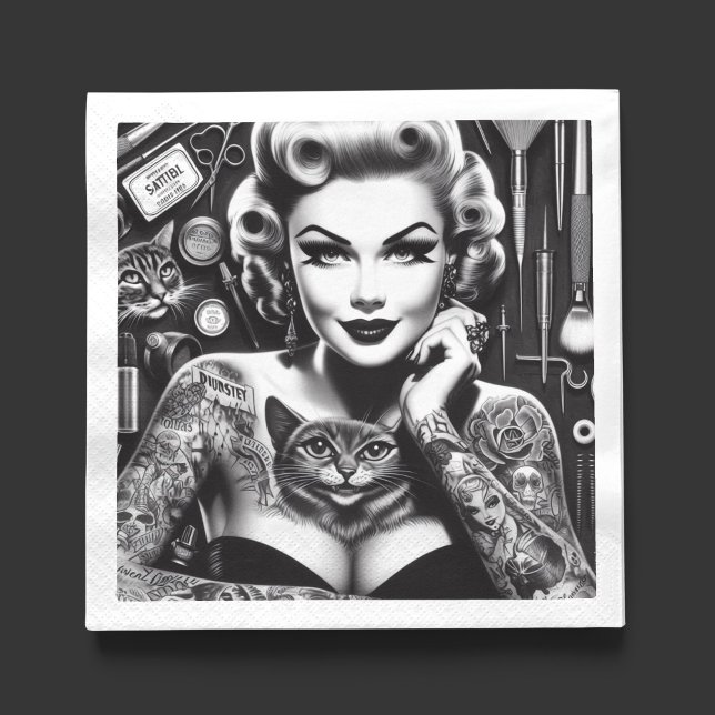 Old School Alternative Tattooed Girl Napkin (Creator Uploaded)