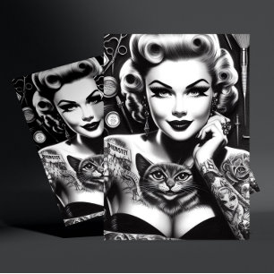 Old School Alternative Tattooed Girl Postcard