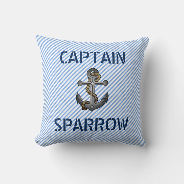 Old School Anchor Tattoo Nautical Themed Cushion (Front)