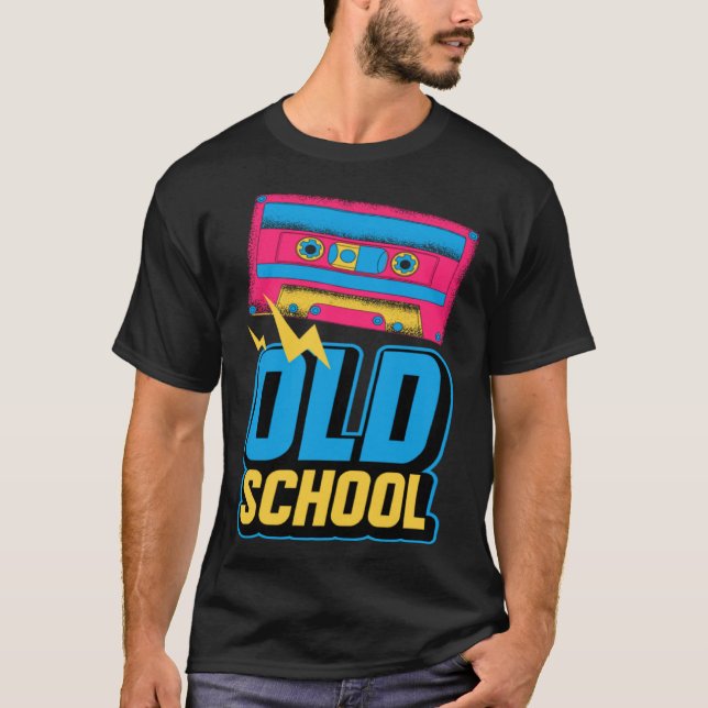 Old School Awesome Retro Cassette Tape Oldies Vibe T-Shirt (Front)