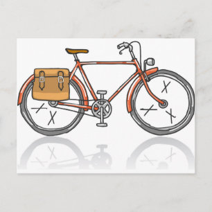 Old School Bicycle Sketch Postcard