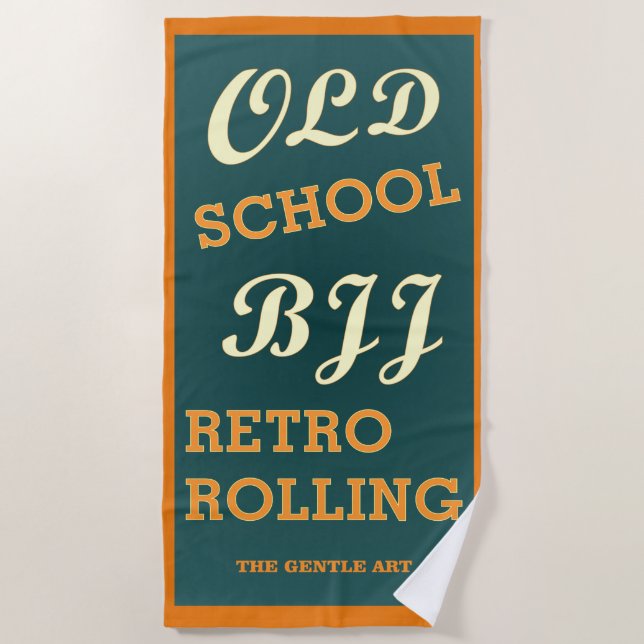 Old School BJJ Retro Rolling gym Beach Towel (Front)
