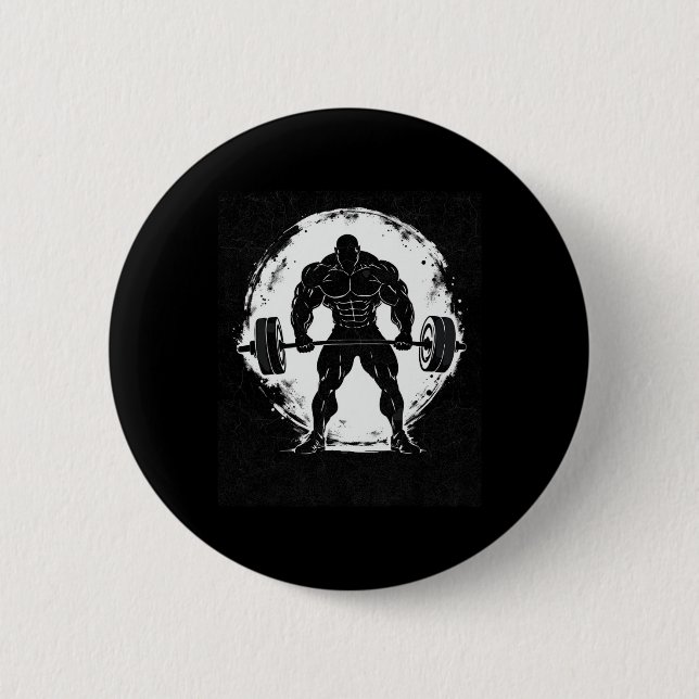 Old School Bodybuilding Weight Workout Graphic For 6 Cm Round Badge (Front)