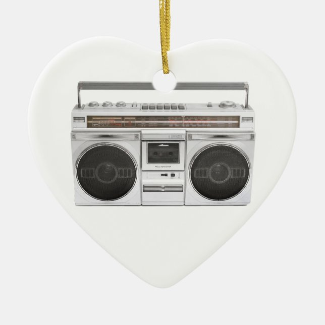 Old School Boombox Radio Ceramic Tree Decoration (Front)