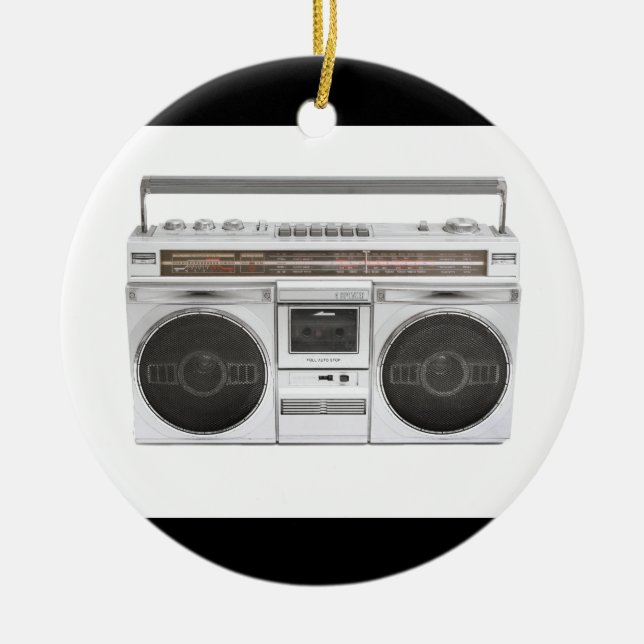 Old School Boombox Radio Ceramic Tree Decoration (Front)