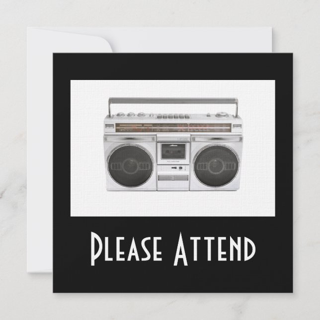 Old School Boombox Radio Invitation (Front)