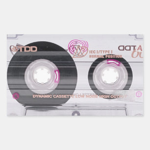 Old school cassette tape rectangular sticker