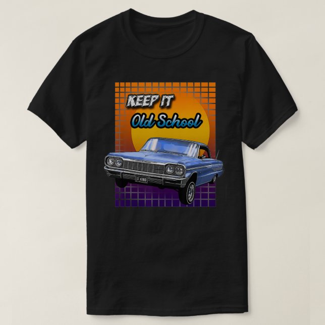 Old School Chevy Impala Lowrider Keep it Old Schoo T-Shirt (Design Front)